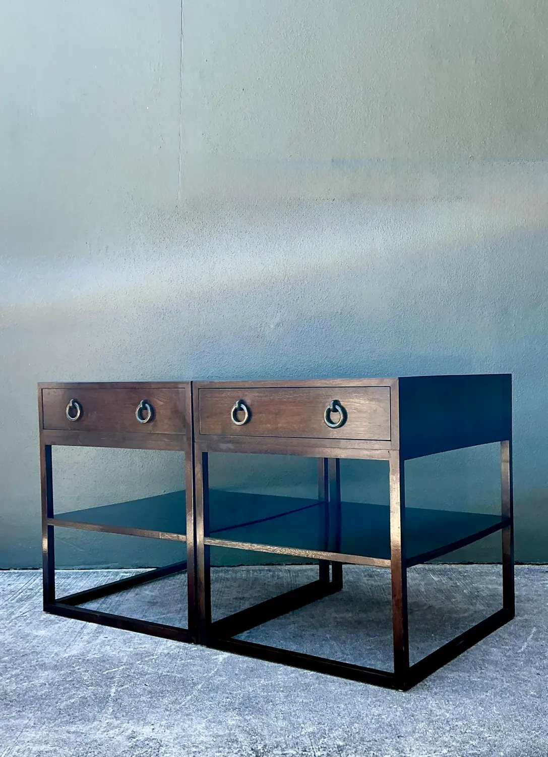 Vintage Two Tiered Nightstands - A Pair - Top view