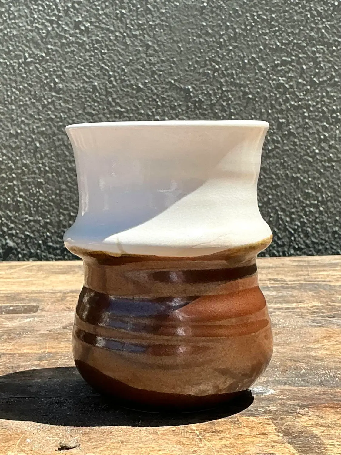 Vintage Two Tone Original Studio Pottery Vase - Top view