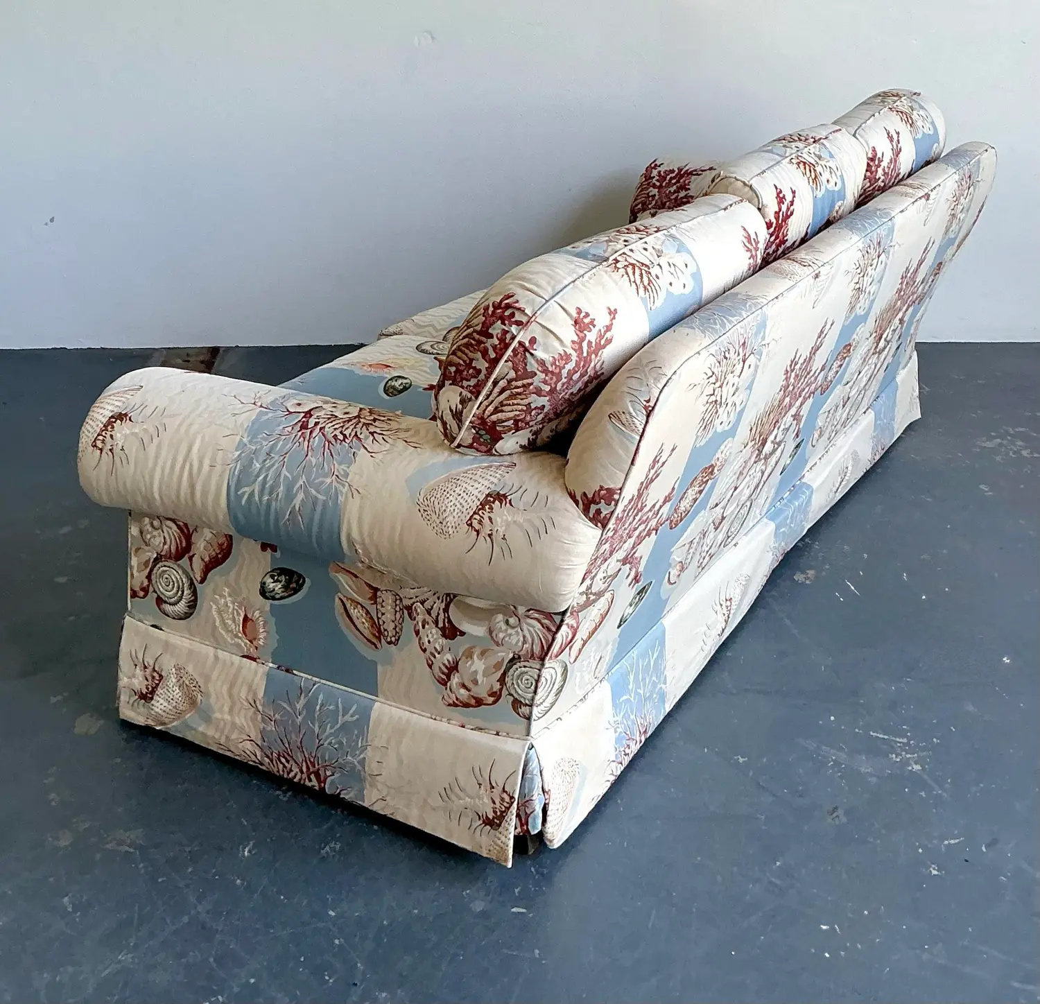 Vintage Undersea Printed Three Seat Sofa - Top view