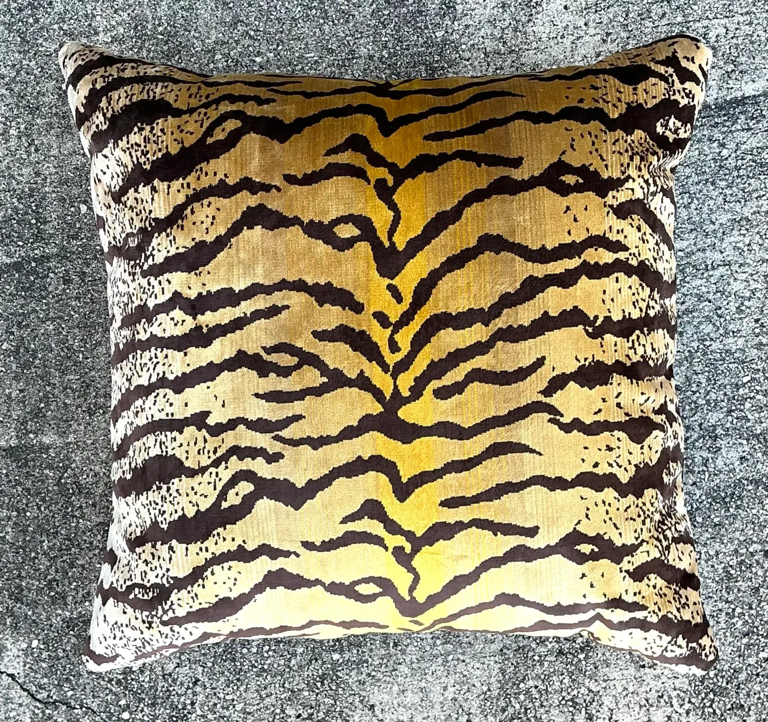 Vintage Velvet Tiger Throw Pillow - Detail view