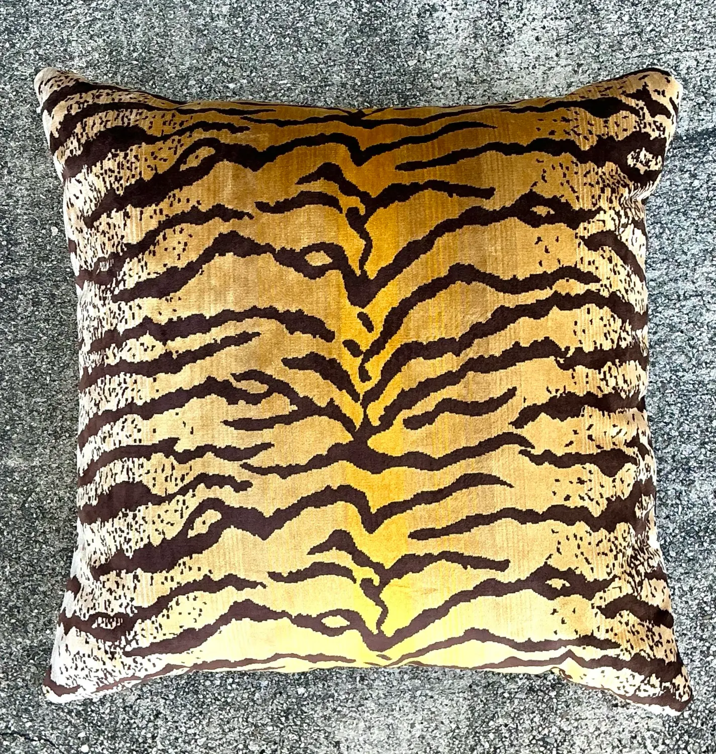 Vintage Velvet Tiger Throw Pillow - Back view