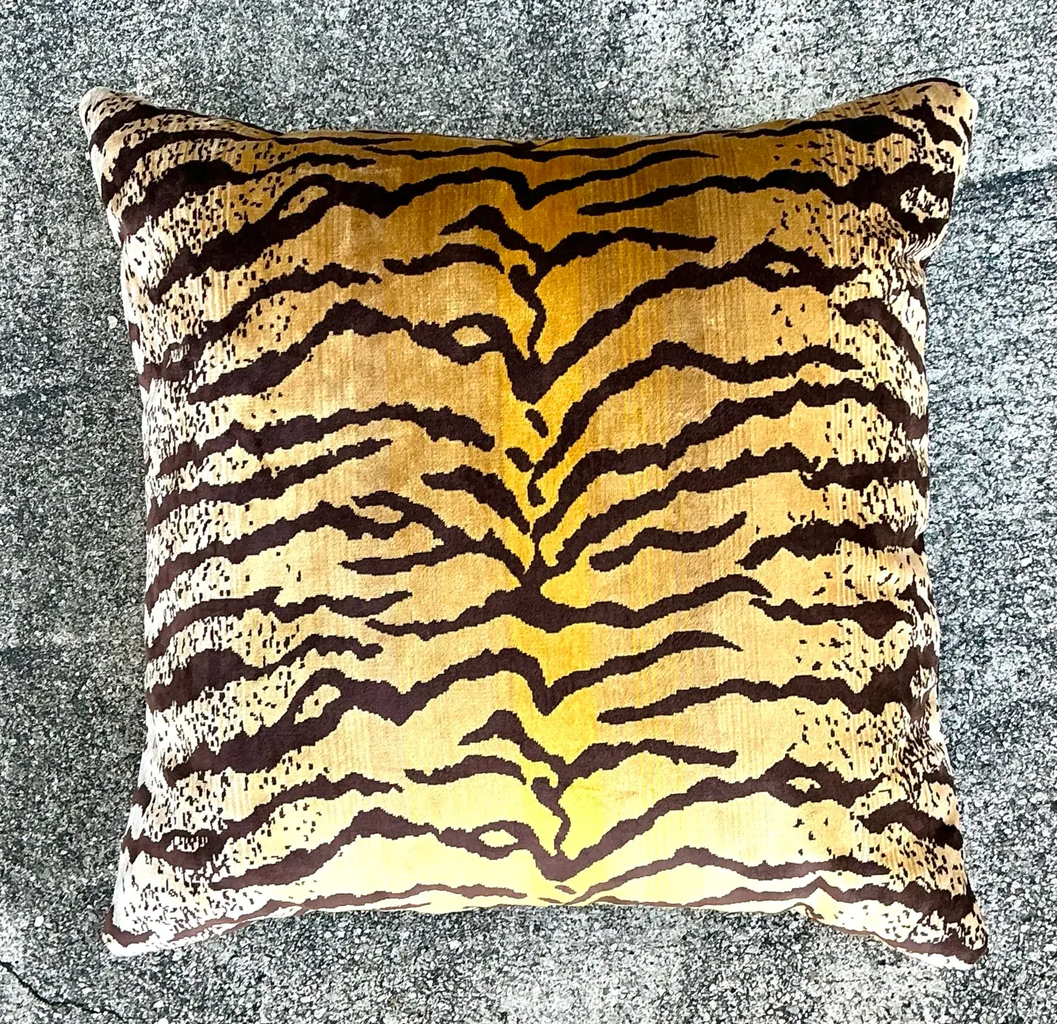 Vintage Velvet Tiger Throw Pillow - Side view