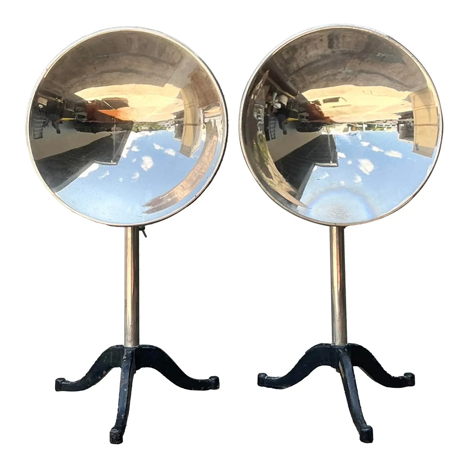 Vintage Ventral Scientific Company Machine Age Labratory Industrial Reflectors - A Pair