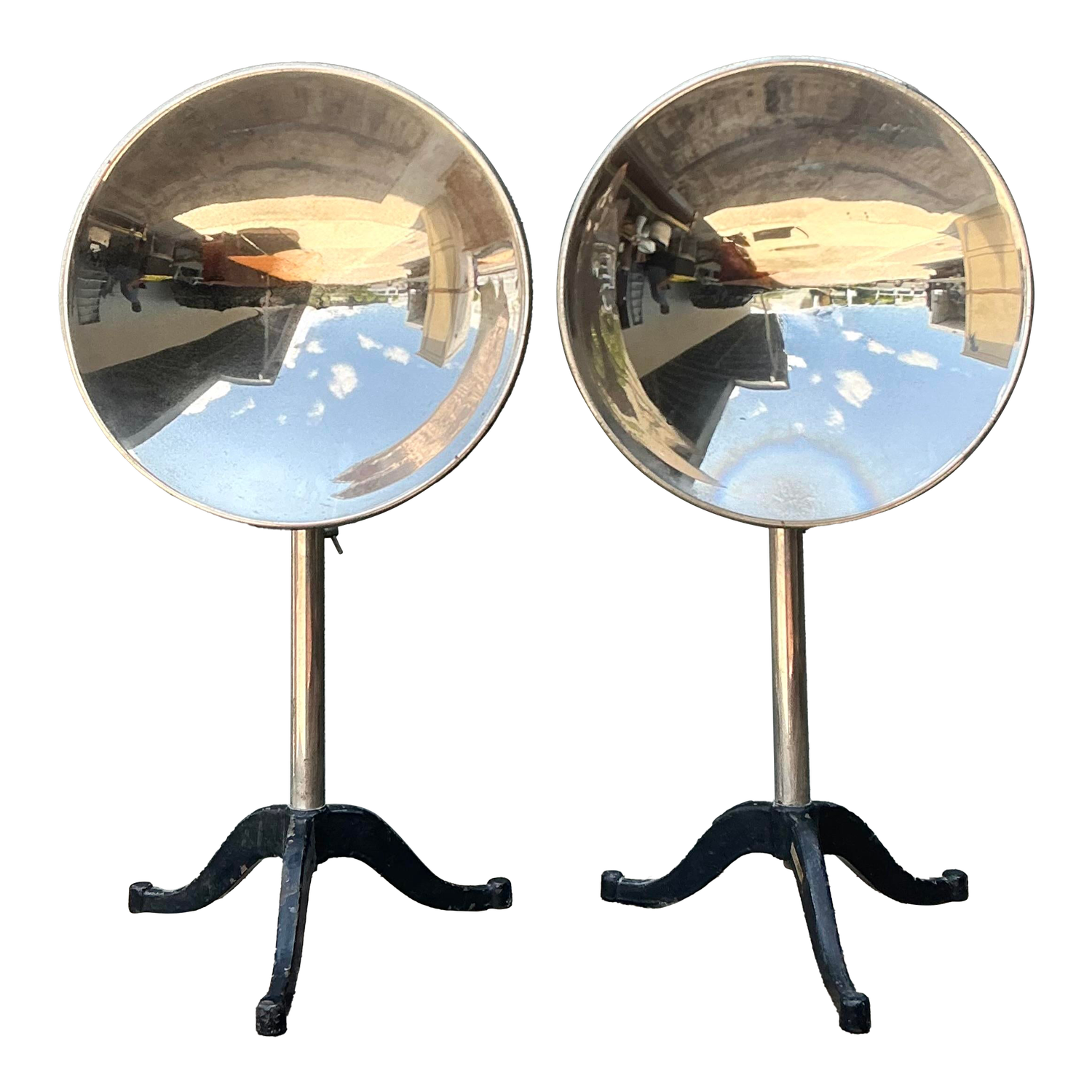 Vintage Ventral Scientific Company Machine Age Labratory Industrial Reflectors - A Pair - Detail view
