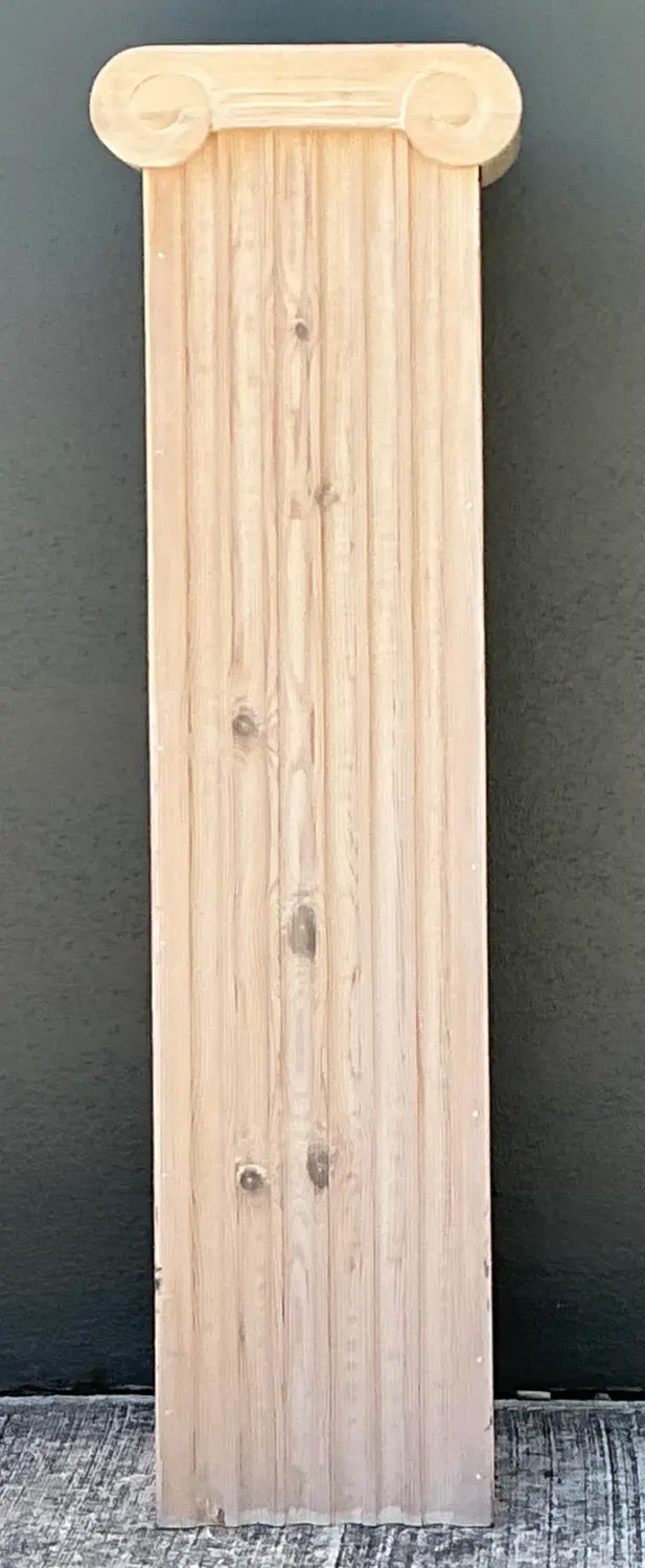 Vintage Washed Knotty Pine Column Pedestal - Side view