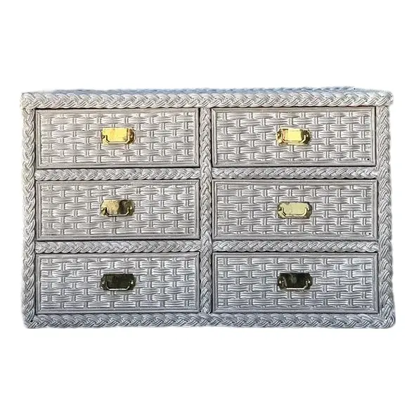 Vintage Washed Woven Rattan Dresser