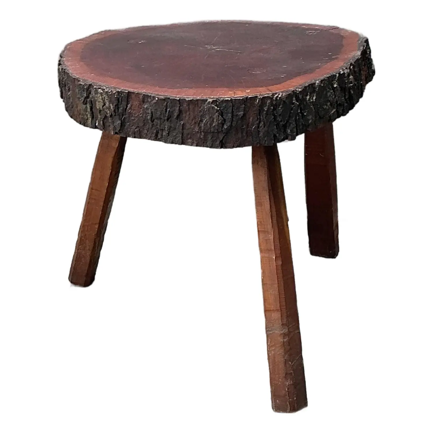 Vintage Wood Slab Side Table