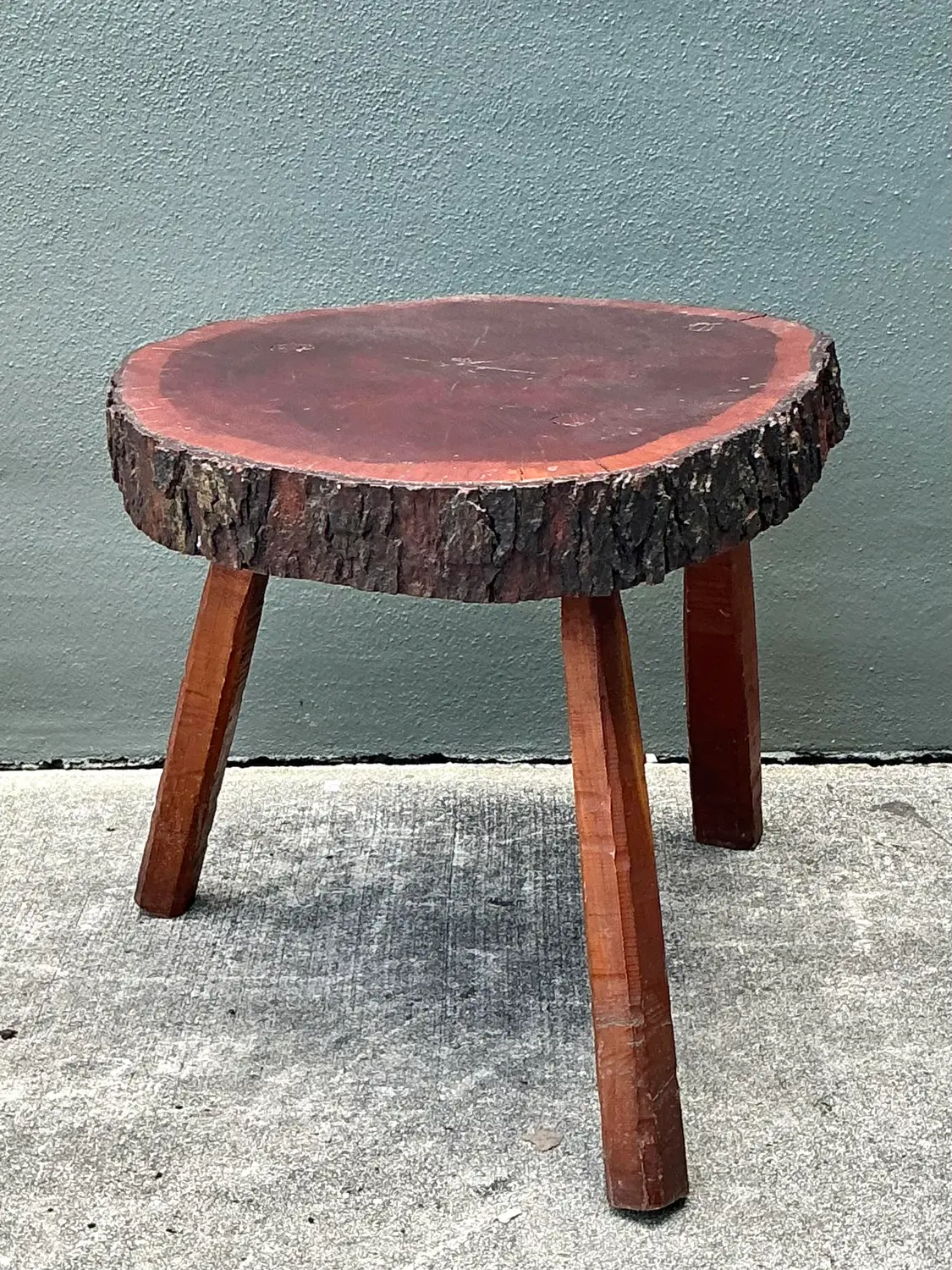 Vintage Wood Slab Side Table - Top view