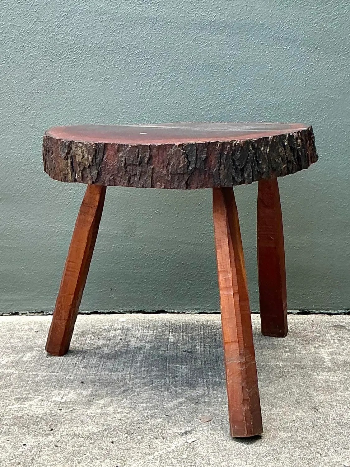 Vintage Wood Slab Side Table - Detail view
