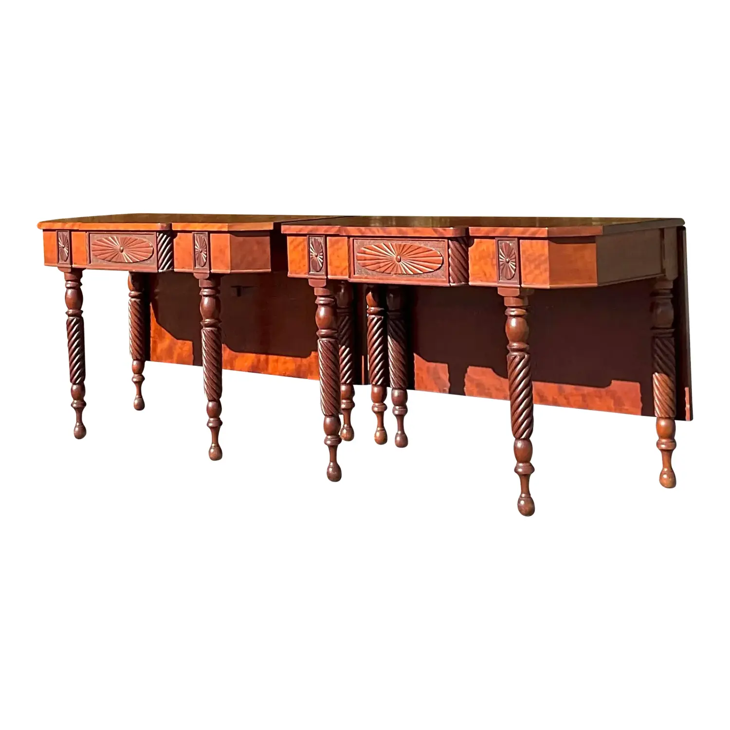 Vintage Wooden Drop Leaf Console Tables - a Pair