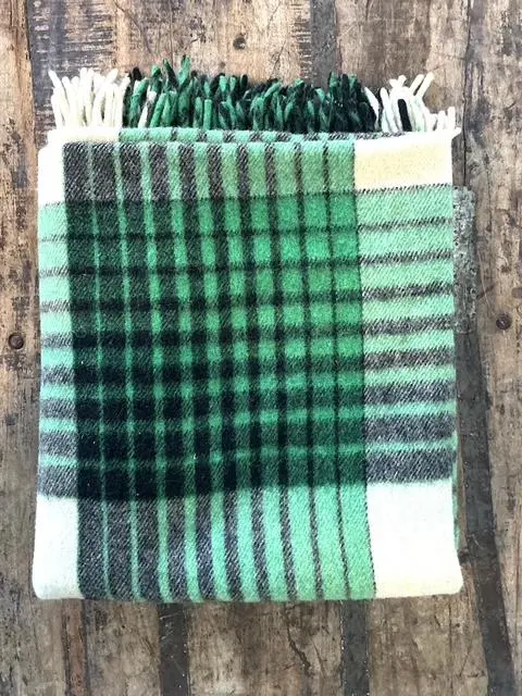 Vintage Wool Plaid Blanket - Top view