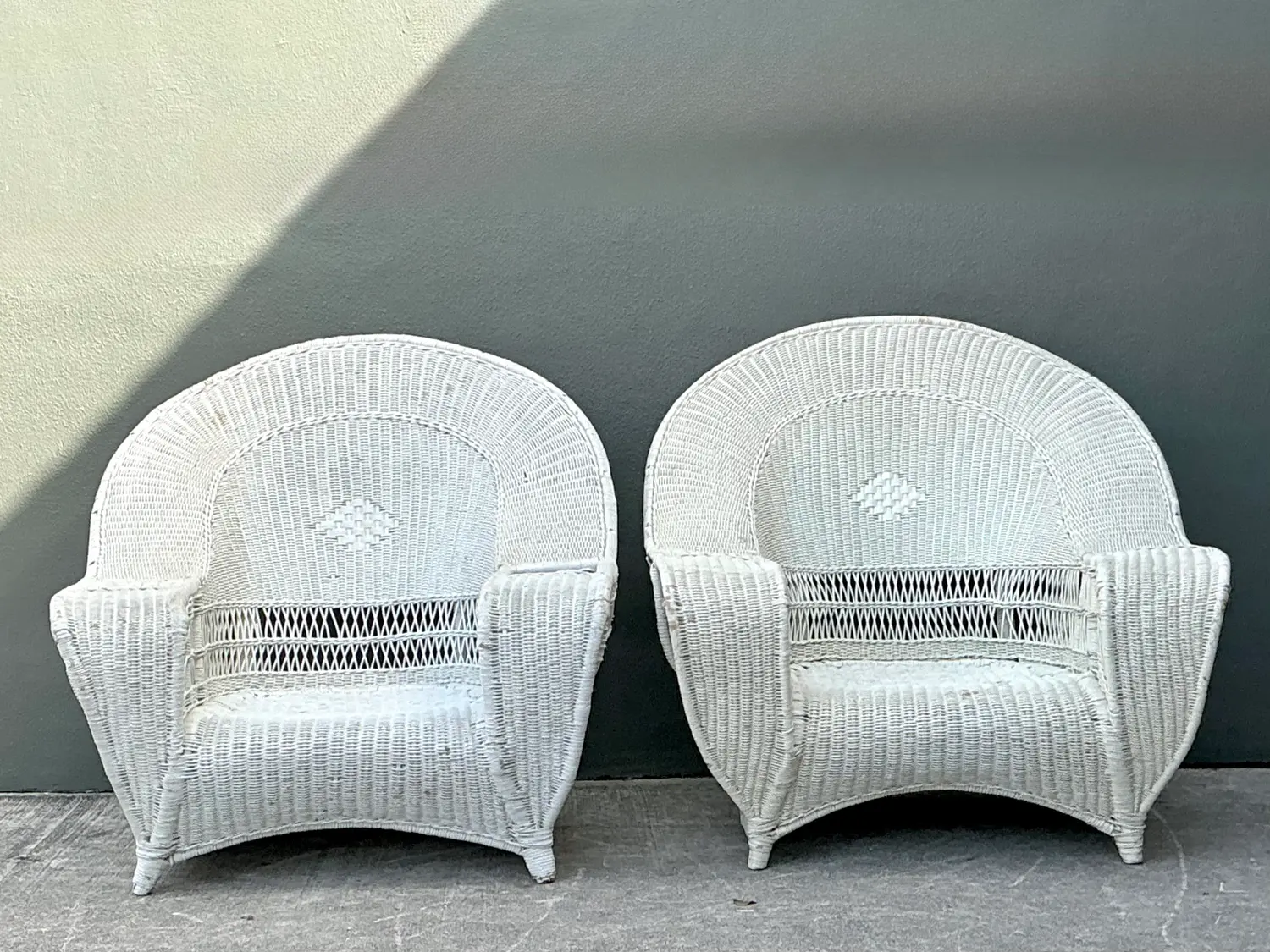 Vintage Woven Rattan Bar Harbour Lounge Chairs - A Pair - Side view
