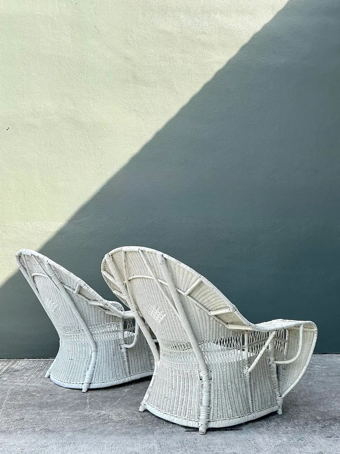 Vintage Woven Rattan Bar Harbour Lounge Chairs - A Pair - Top view