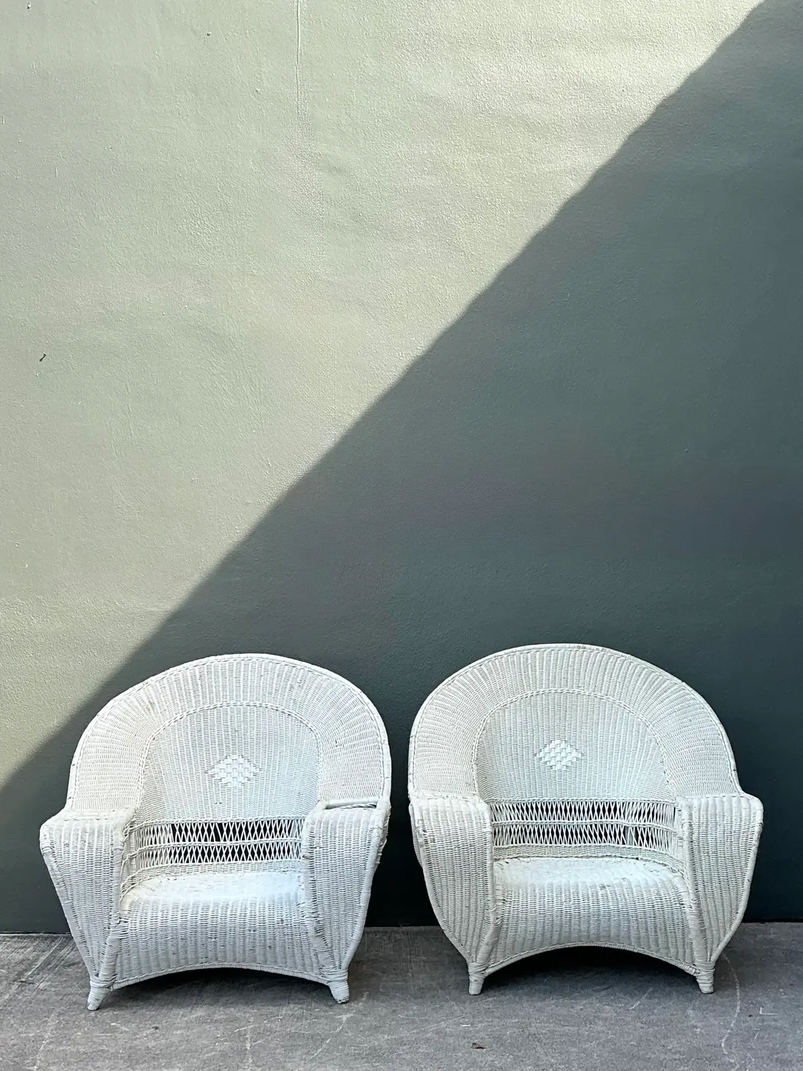 Vintage Woven Rattan Bar Harbour Lounge Chairs - A Pair - Detail view
