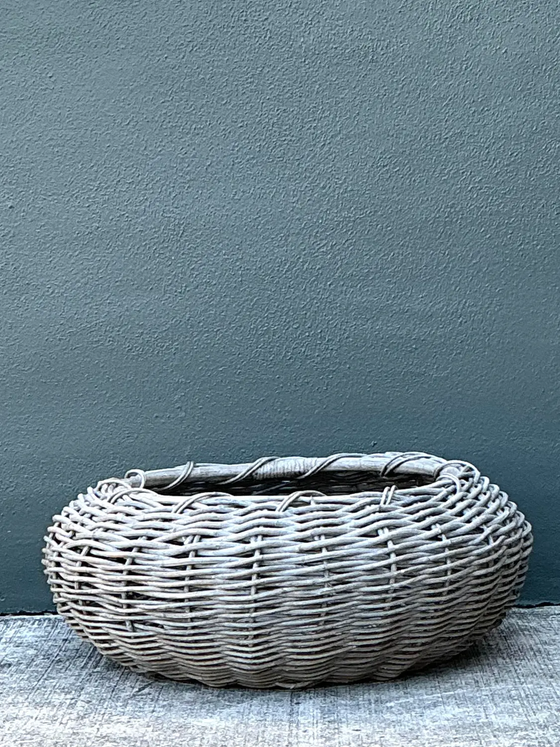 Vintage Woven Rattan Centerpiece Basket - Top view