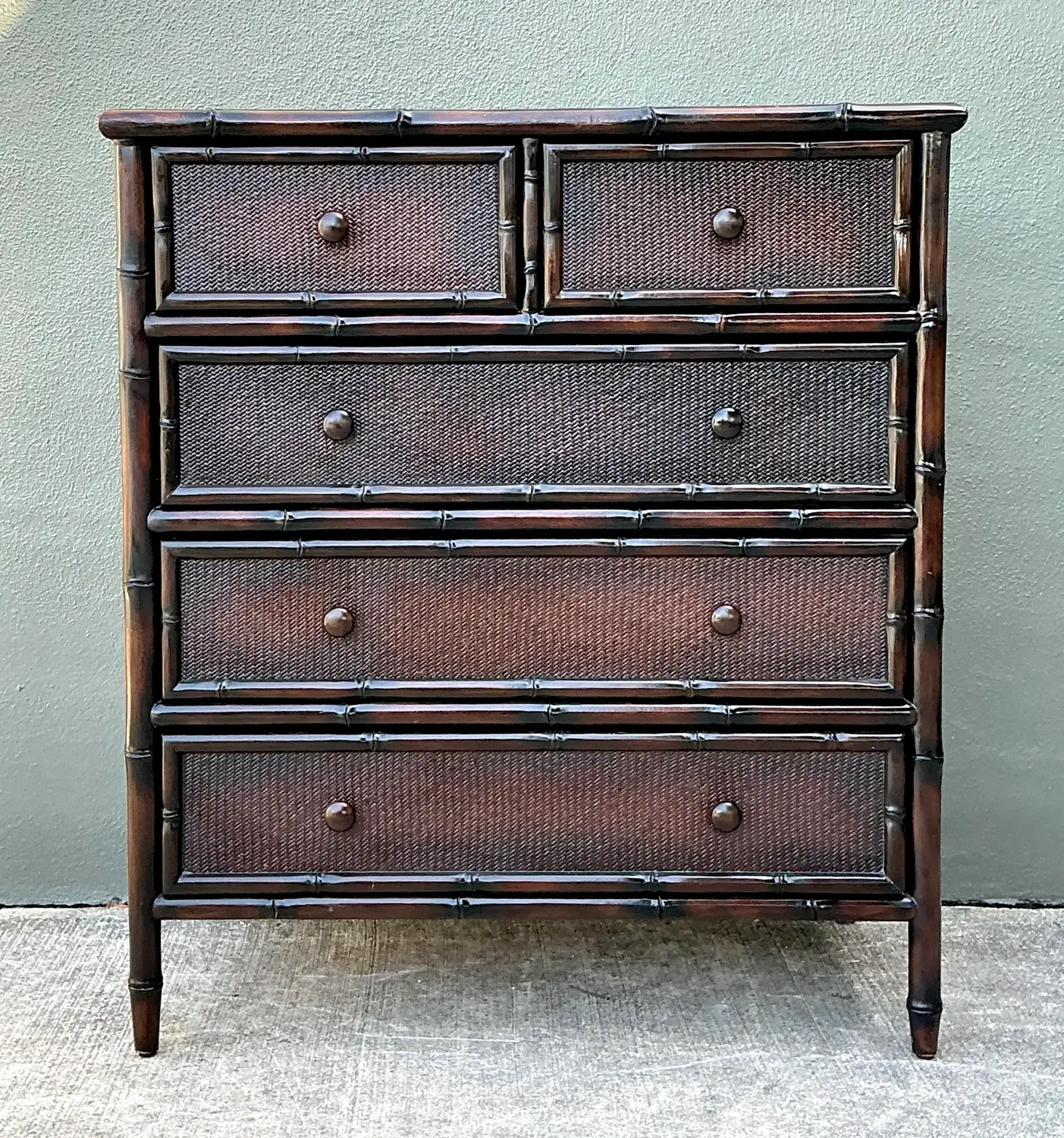 Vintage Woven Rattan Chest of Drawers - Back view
