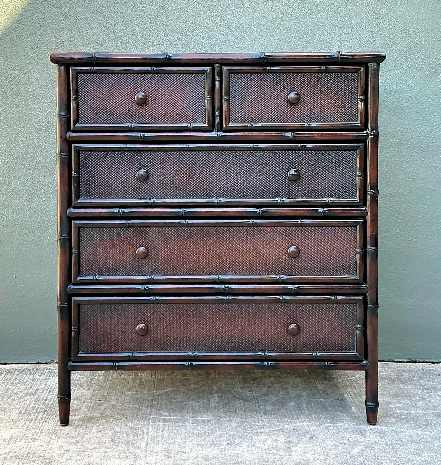 Vintage Woven Rattan Chest of Drawers - Top view