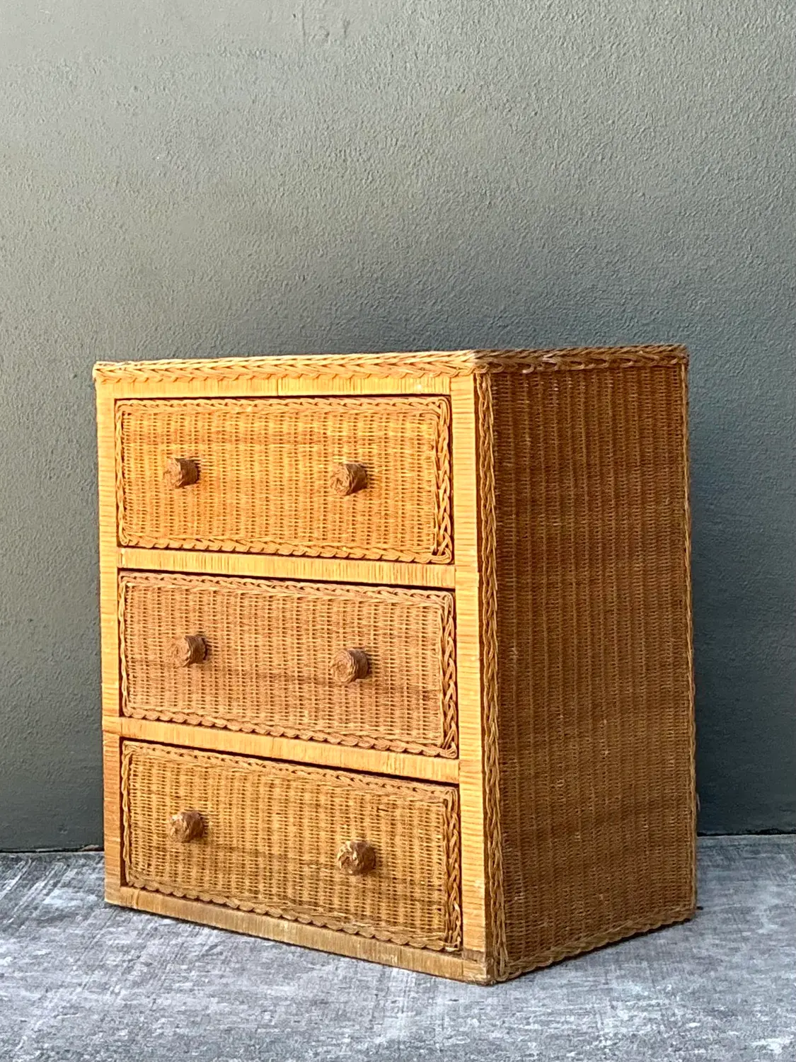 Vintage Woven Rattan Chest of Drawers - Top view