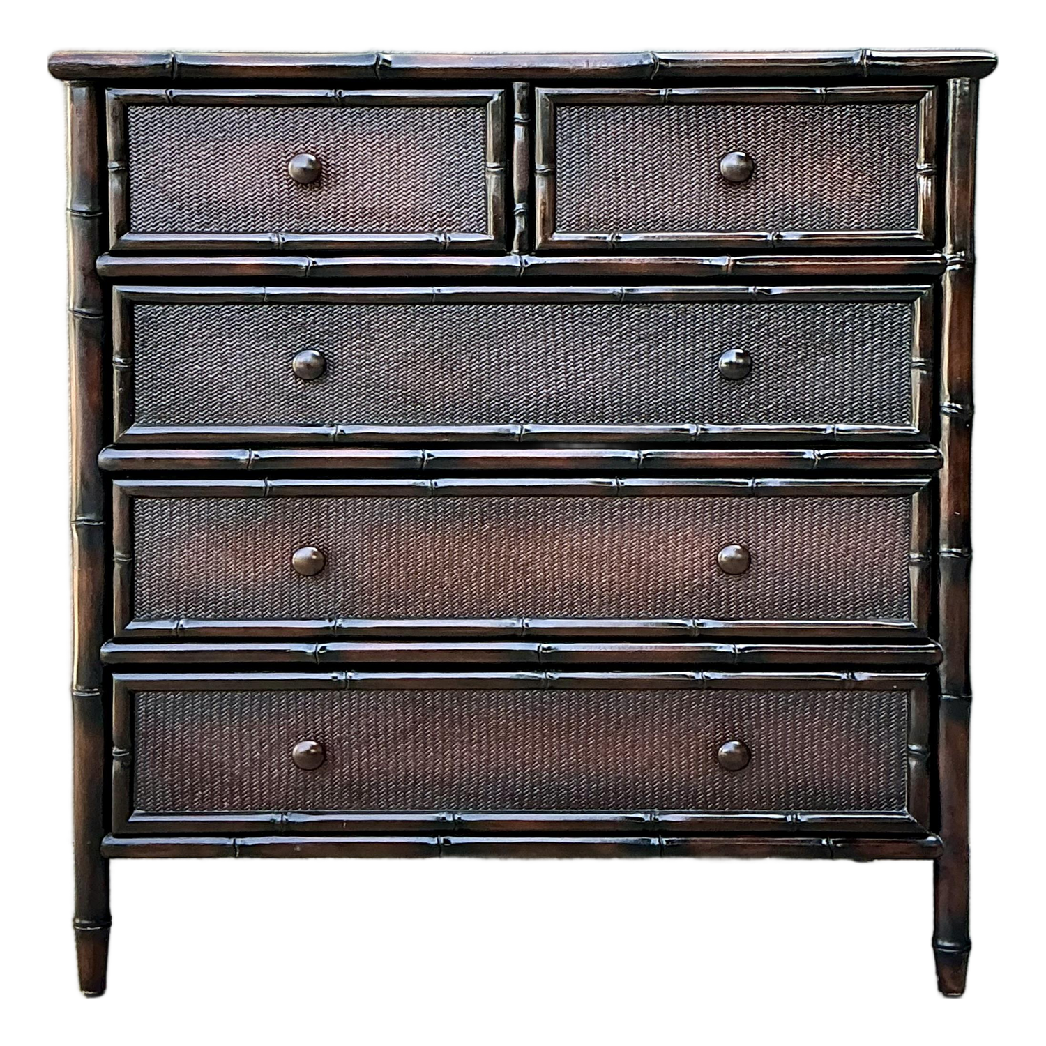 Vintage Woven Rattan Chest of Drawers - Detail view