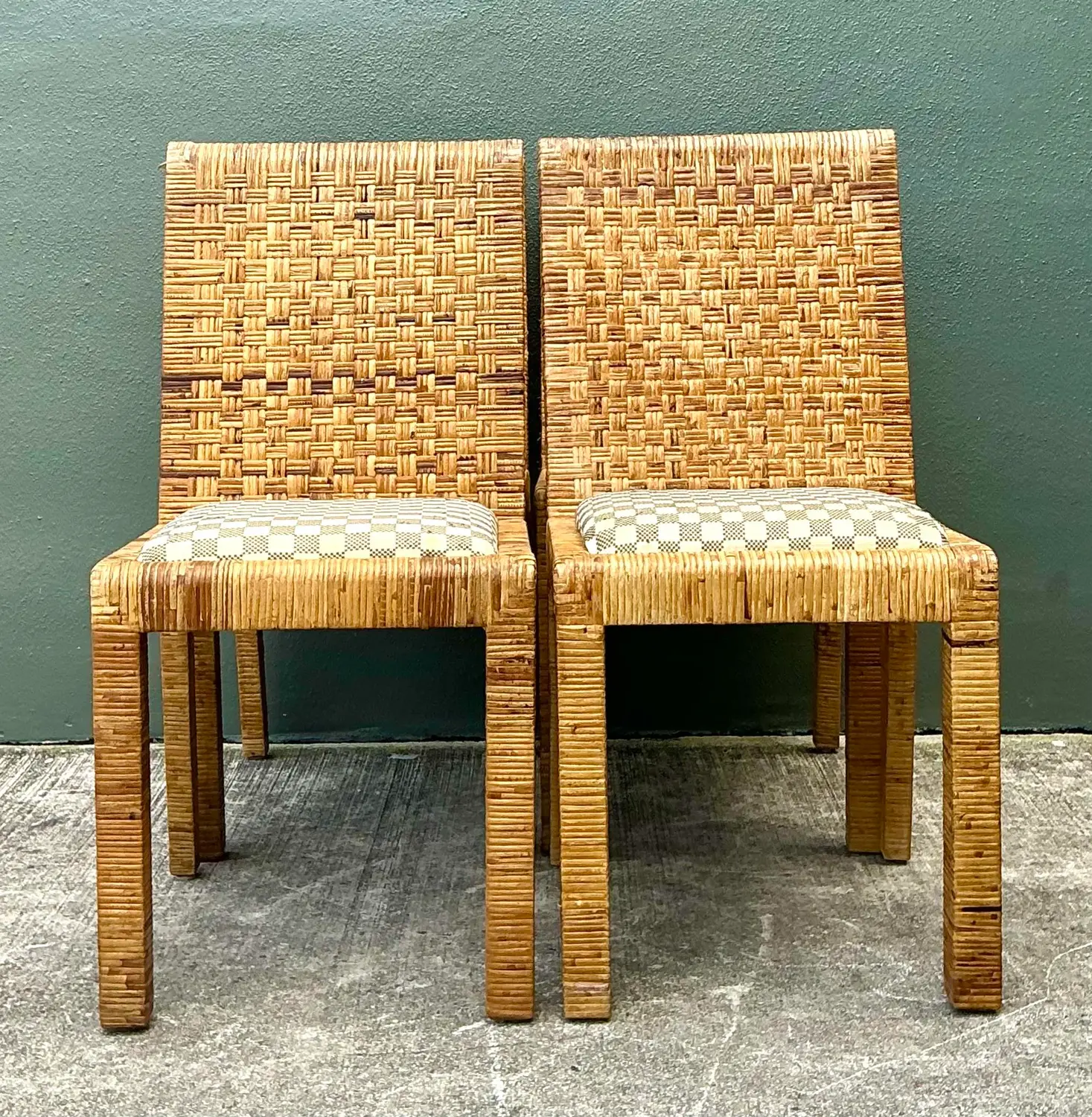 Vintage Woven Rattan Dining Chairs - Set of 4 - Detail view