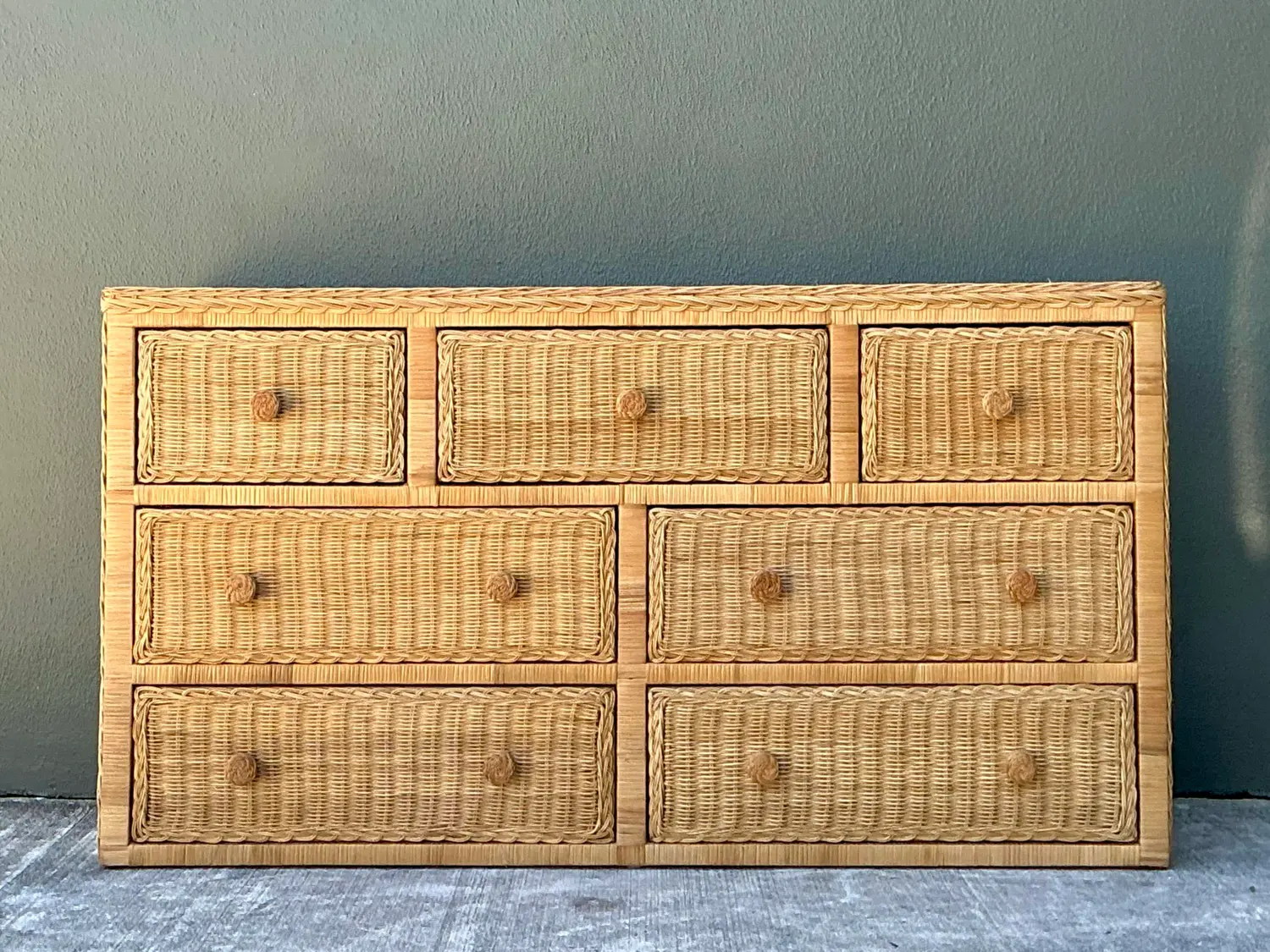 Vintage Woven Rattan Dresser - Top view
