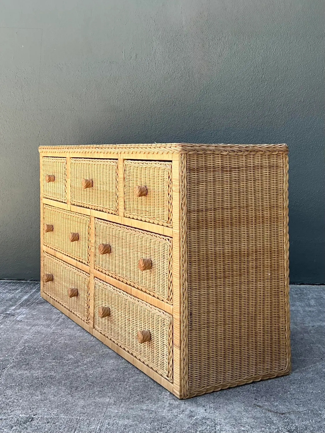 Vintage Woven Rattan Dresser - Back view