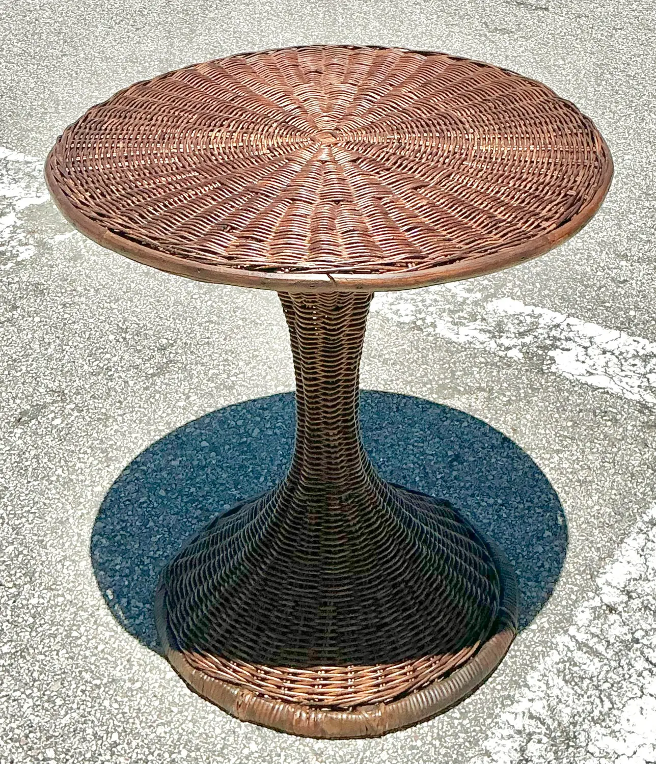 Vintage Woven Rattan Drinks Table - Detail view