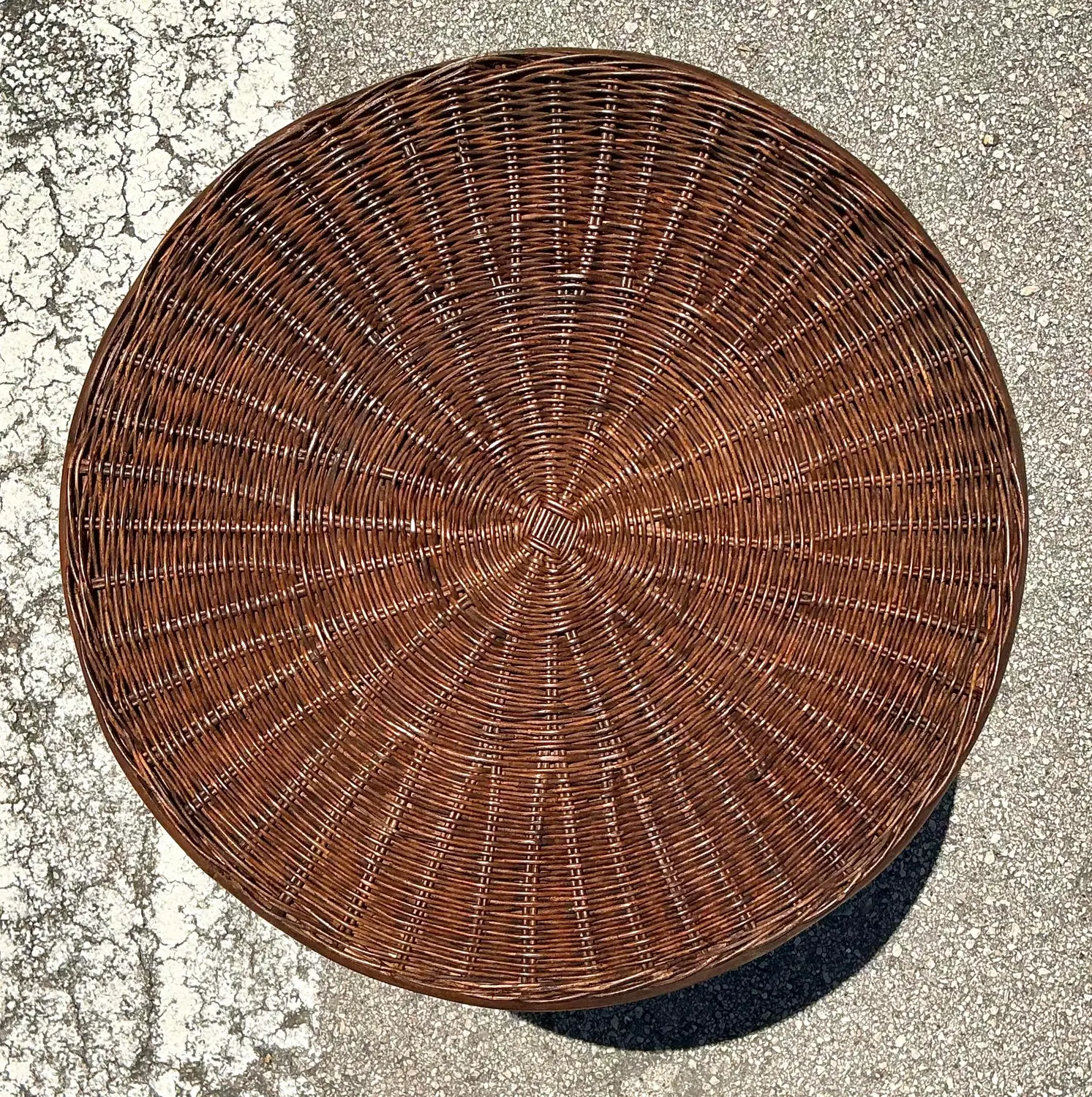Vintage Woven Rattan Drinks Table - Back view