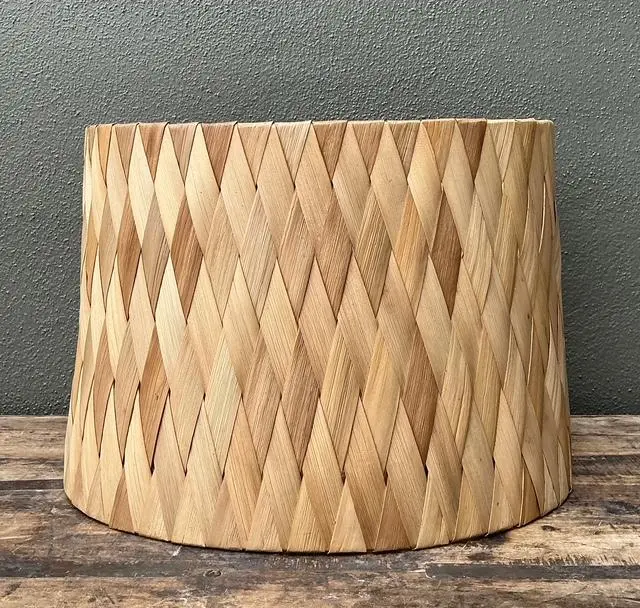 Vintage Woven Rattan Lampshade - Top view
