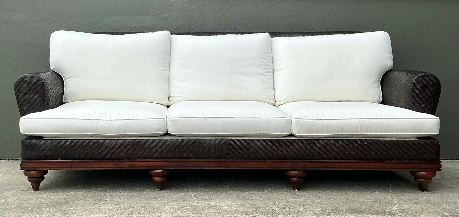 Vintage Woven Rattan Three Seat Sofa - Back view