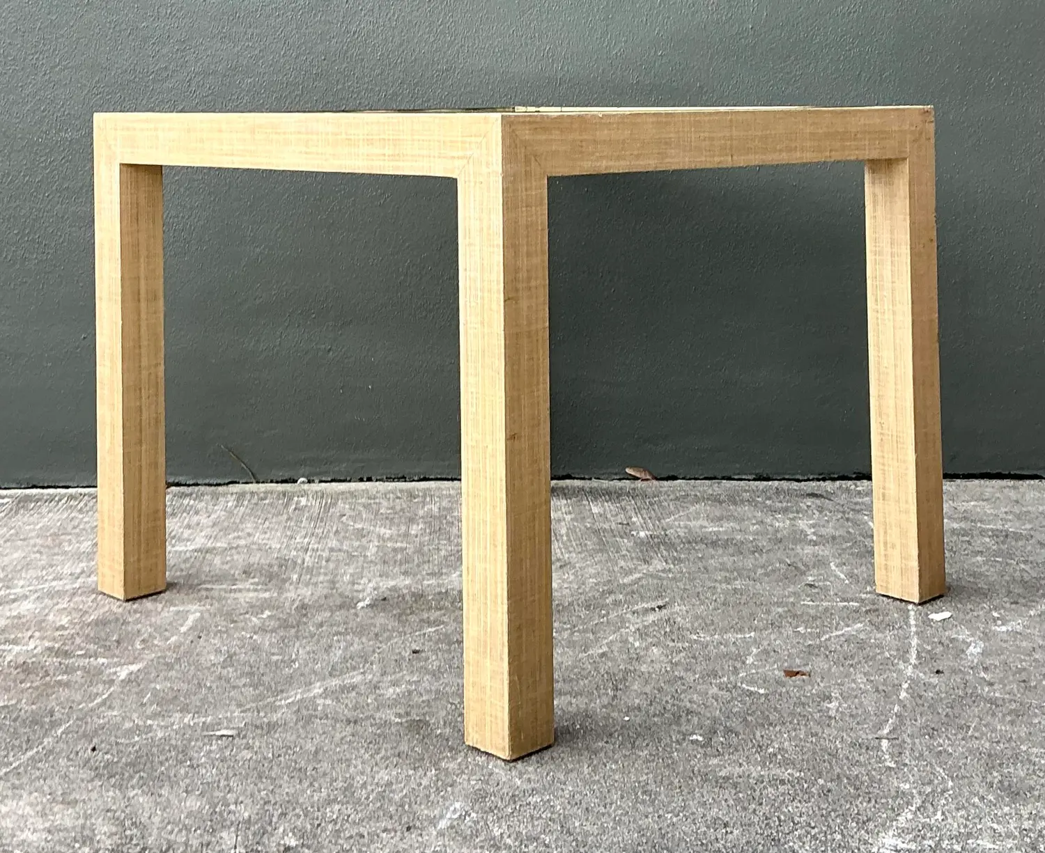 Vintage Wrapped Grasscloth Game Table - Side view