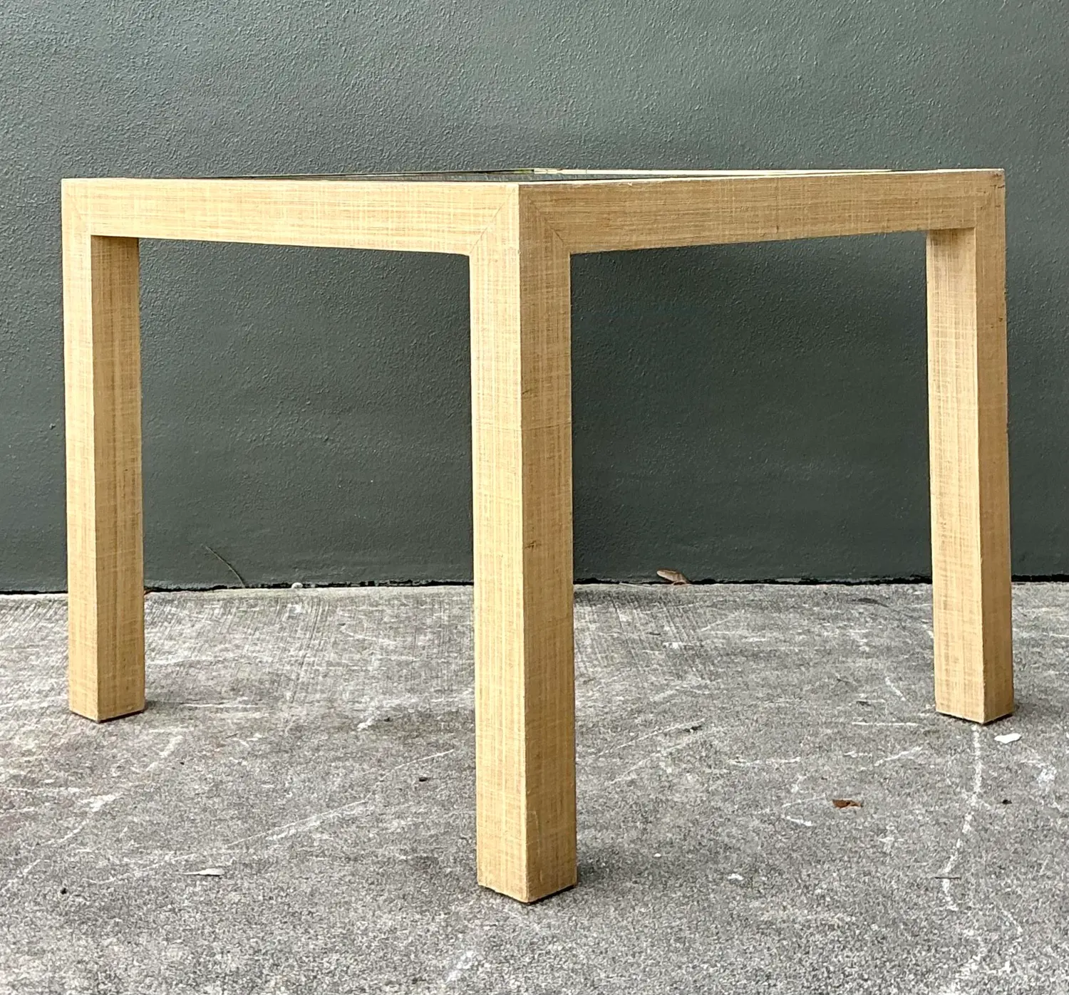 Vintage Wrapped Grasscloth Game Table - Back view