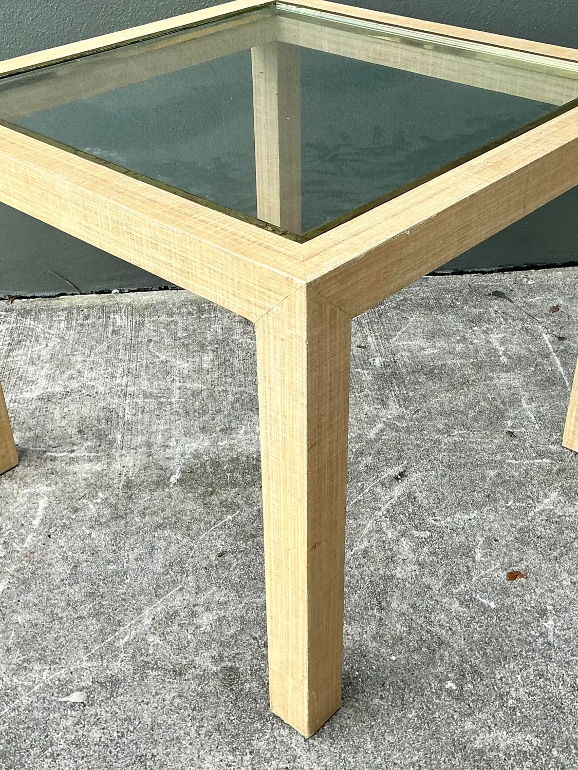 Vintage Wrapped Grasscloth Game Table - Top view