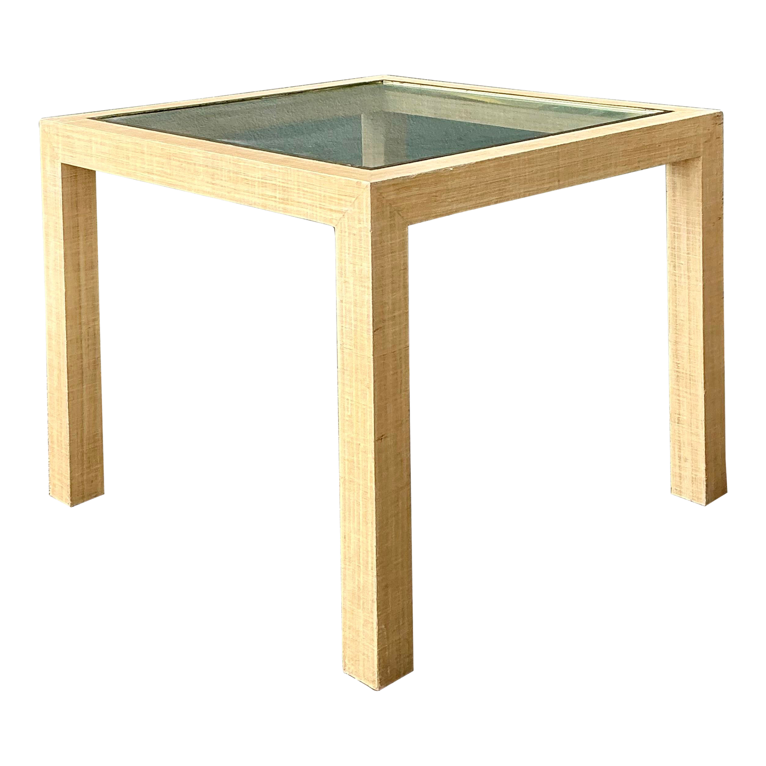 Vintage Wrapped Grasscloth Game Table - Detail view
