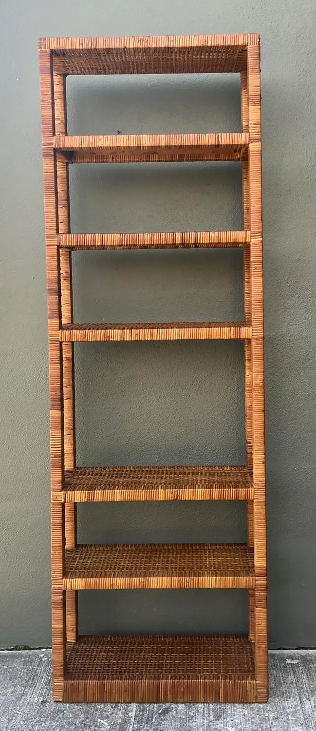 Vintage Wrapped Rattan Etagere - Top view