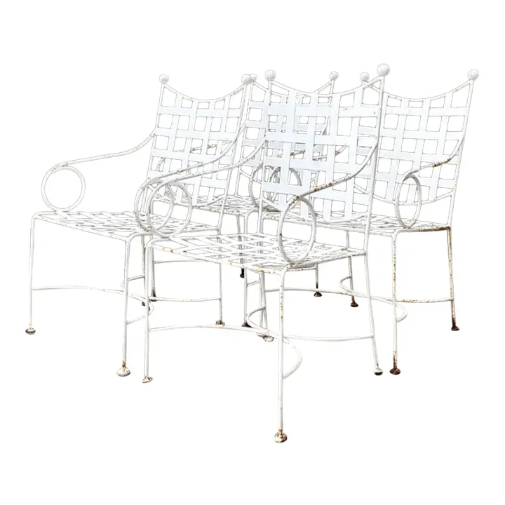 Vintage Wrought Iron Dining Chairs After Papperzini