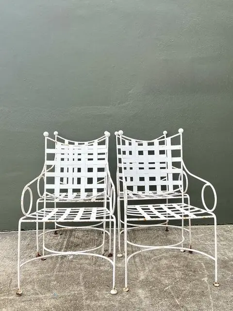 Vintage Wrought Iron Dining Chairs After Papperzini - Detail view