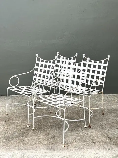 Vintage Wrought Iron Dining Chairs After Papperzini - Side view
