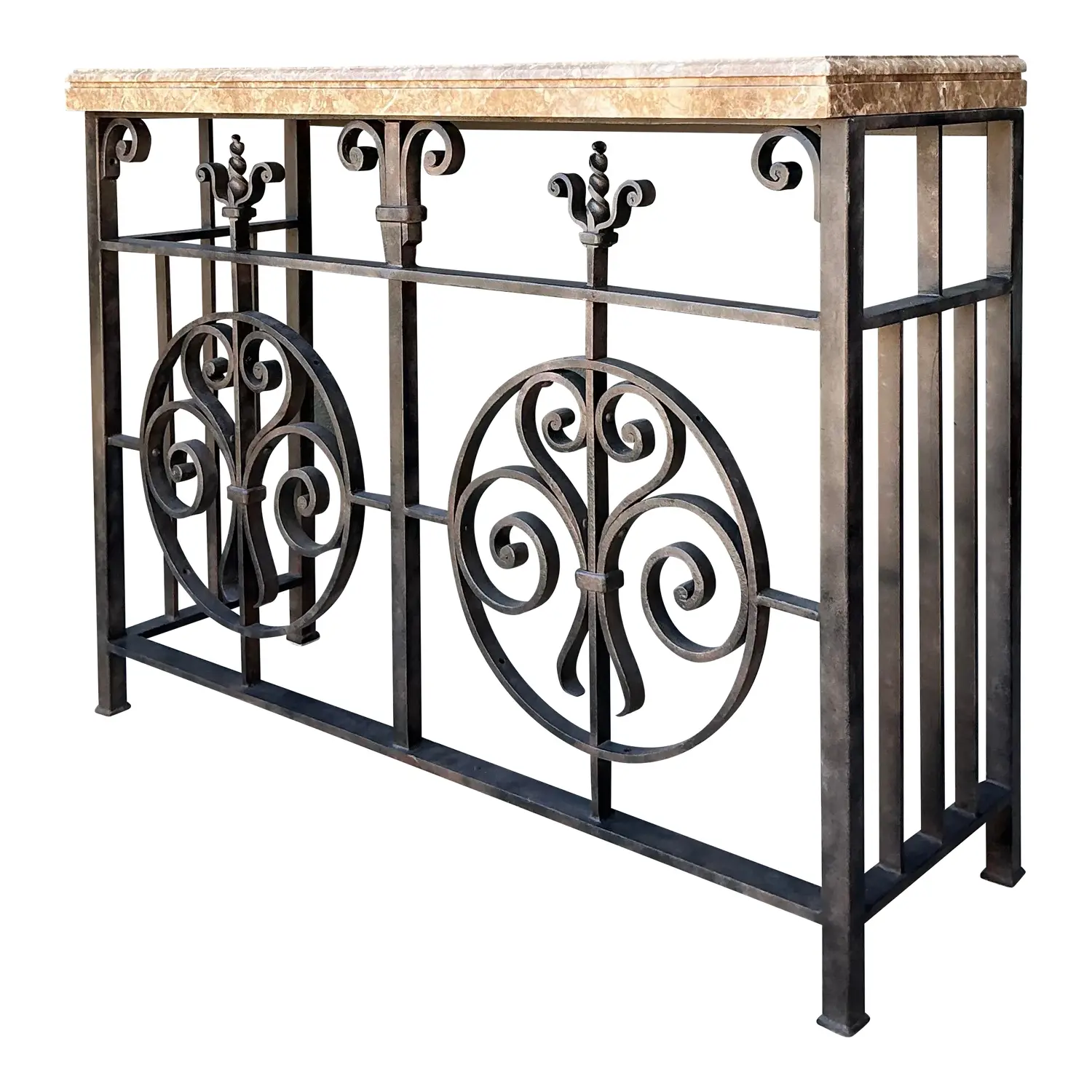 Vintage Wrought Iron Gate Console Table