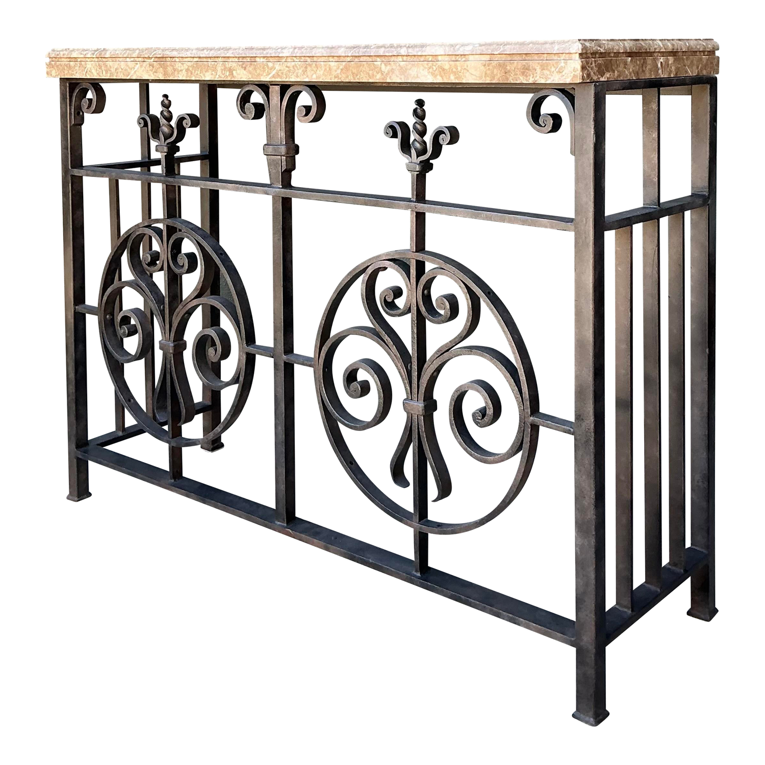 Vintage Wrought Iron Gate Console Table - Detail view