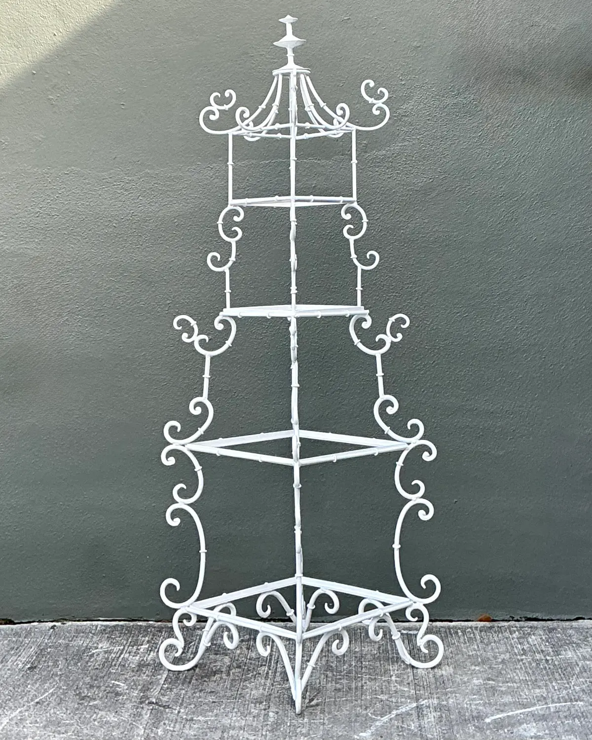Vintage Wrought Iron Pagoda Etagere - Back view