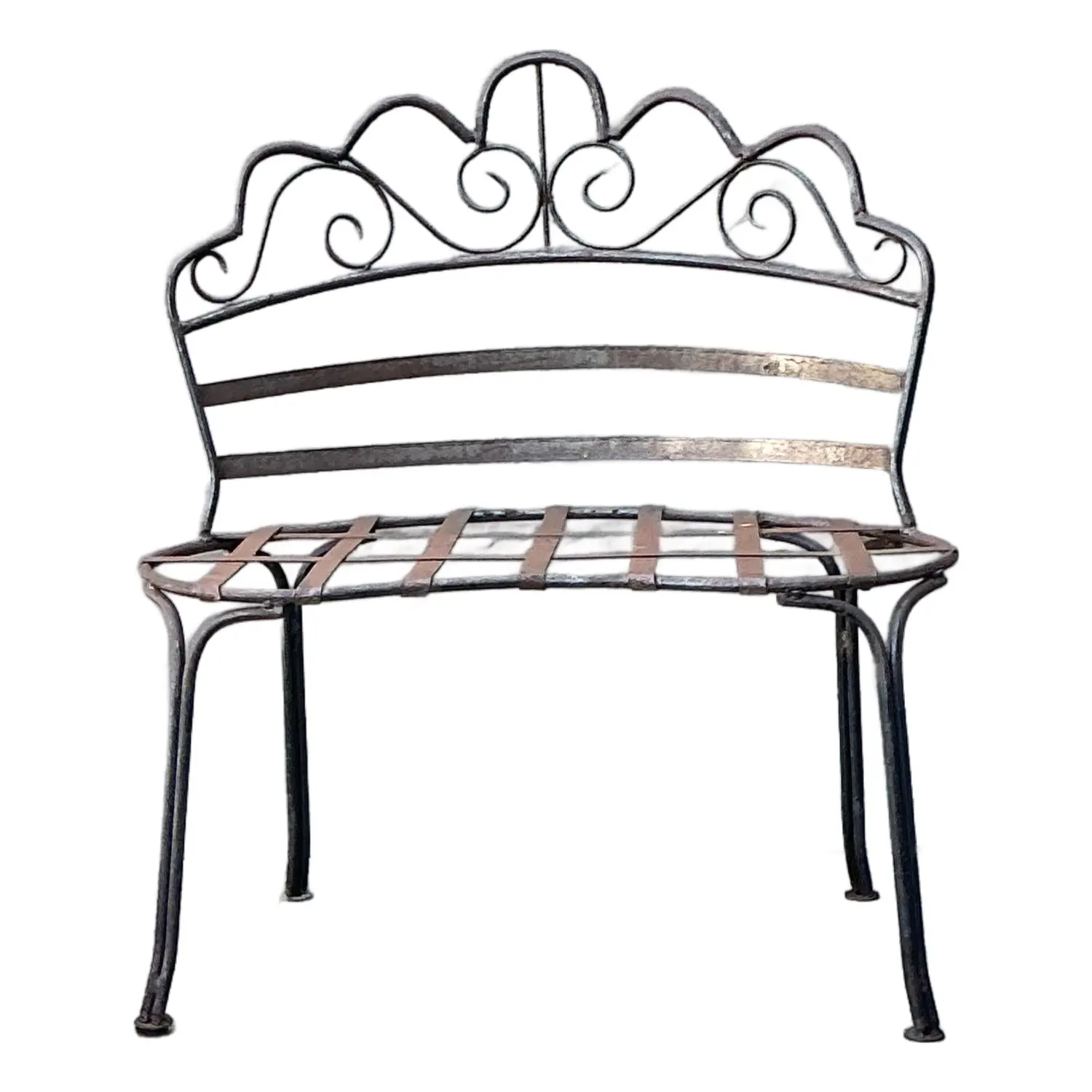 Vintage Wrought Iron Scroll Bench