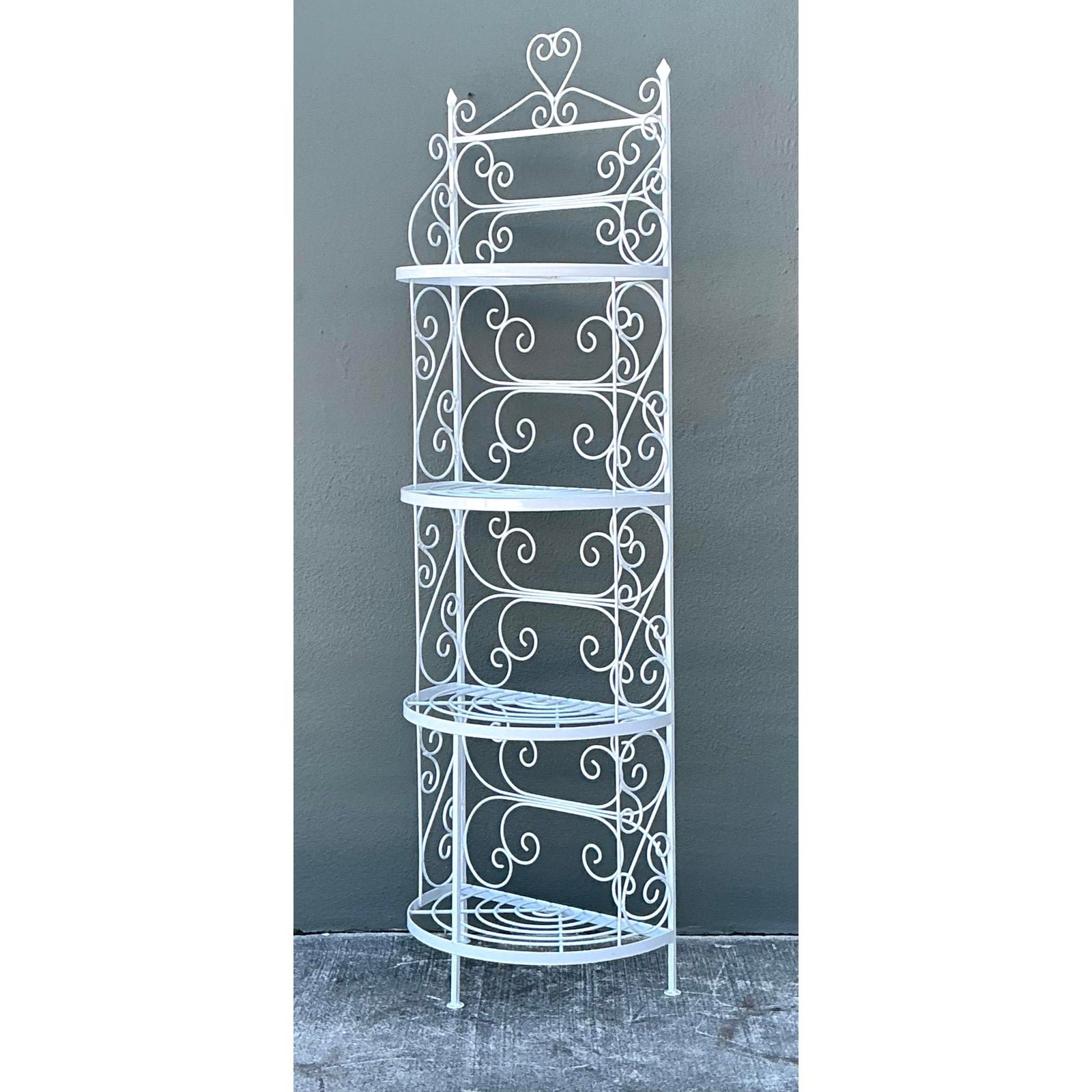 Vintage Wrought Iron Scroll Etagere - Side view