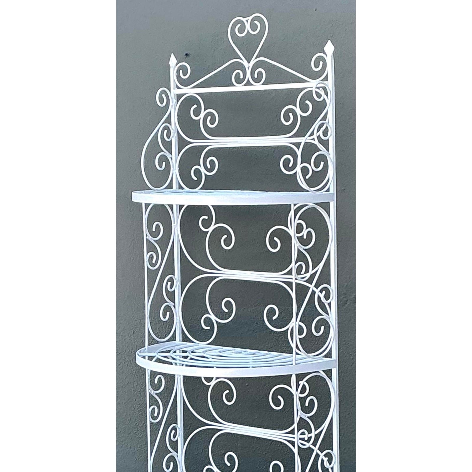 Vintage Wrought Iron Scroll Etagere - Back view